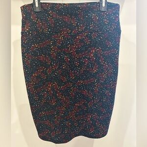 LuLaRoe Black and Red Floral Pencil Skirt